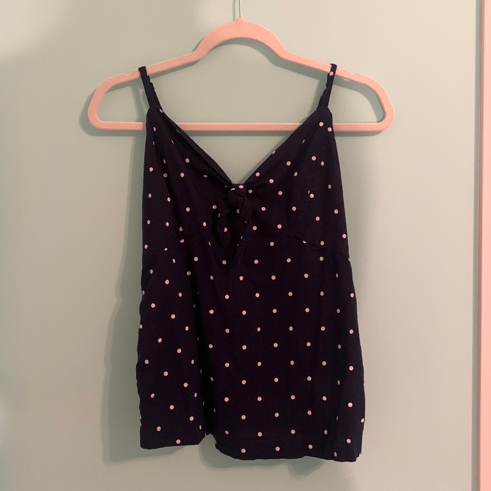 Navy blue tank top with small white polka dots, size small, Old Navy brand